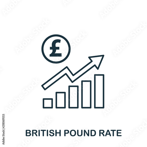 British Pound Rate Increase Graphic icon. Mobile apps, printing and more usage. Simple element sing. Monochrome British Pound Rate Increase Graphic icon illustration.