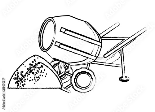 concrete mixer icon over white background, vector illustration