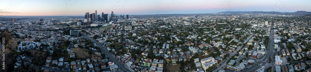 Drone view on LA during sunrise Drone view on LA during sunrise
