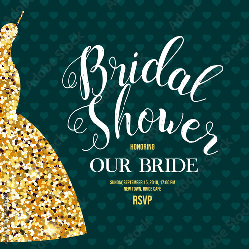 Bridal shower invitation with glitter dress