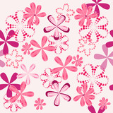 Vector seamless pattern of stylized flowers, modern coloring, white background