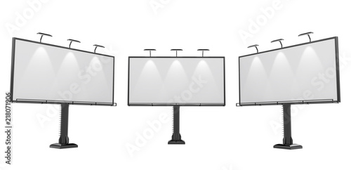 3D rendering of blank billboard (empty advertisement) isolated on white background - mock up template