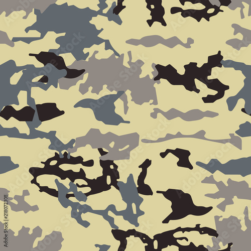 Fashionable camouflage pattern, seamless vector illustration. Millatry print. the texture of the clothes, the disguise of a hunter. camouflage Seamless Wallpaper.