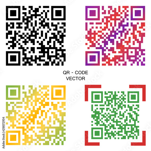 Vector QR code. A selection of multi-colored codes. Elements for your design.