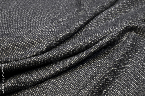 Fabric suit of wool and cashmere, tweed gray-white photo