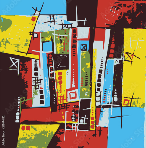Illustration Abstraite Ville Cité Moderne Ligne Skyline Vecteur