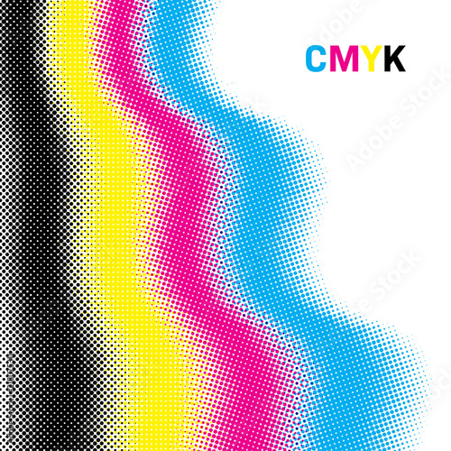 Abstract halftone background in CMYK colors. Vector illustration