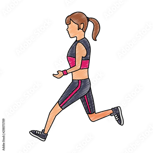 Fitness woman running vector illustration graphic design