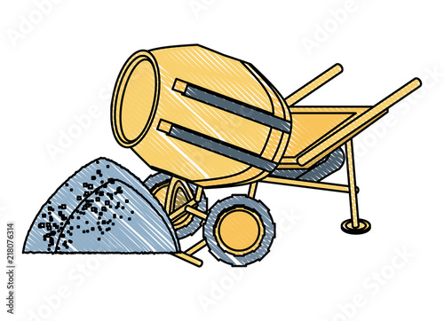 concrete mixer icon over white background, vector illustration