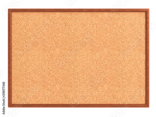 Empty cork board (noticeboard) isolated on white. Mockup template - 3D rendering photo