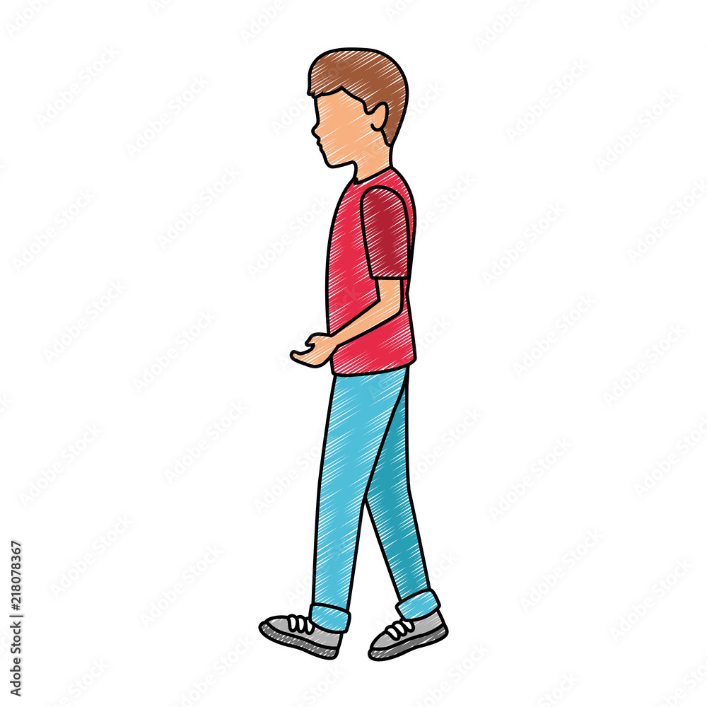 Young man walking vector illustration graphic design Young man walking vector illustration graphic design