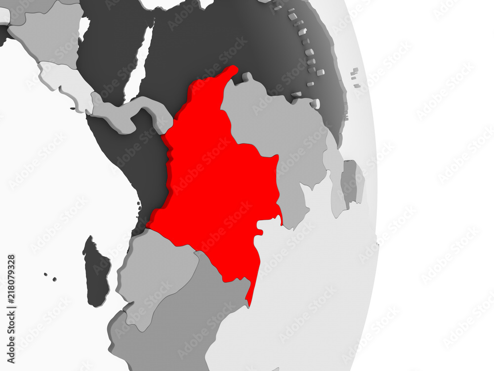 Colombia on grey political globe