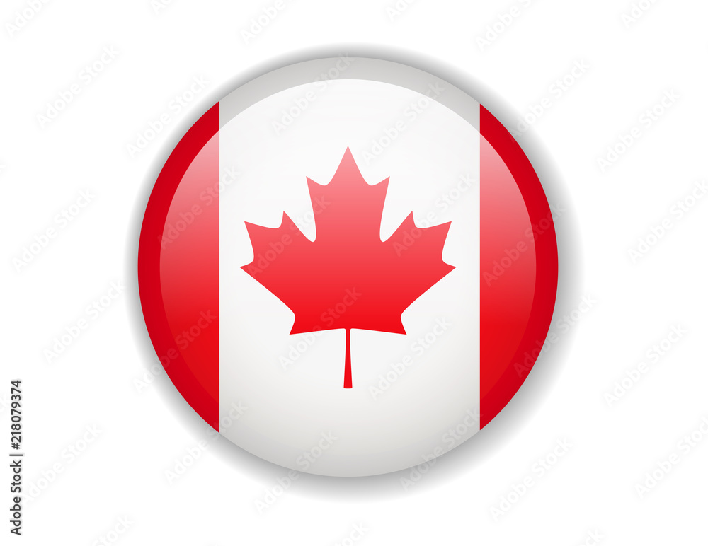 Canada flag. Round bright Icon on a white background Canada flag. Round bright Icon on a white background