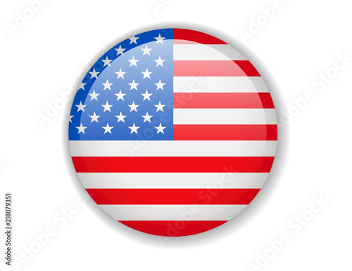 USA flag. Round bright Icon on a white background