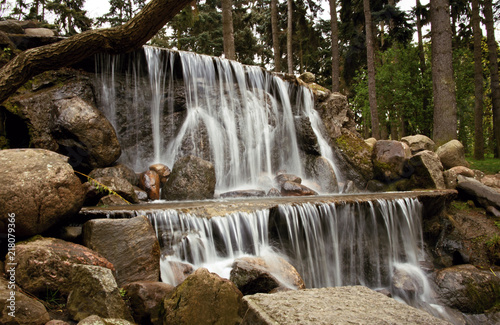 waterfall in Warsaw park, Park Skaryszewski Warsaw,Poland