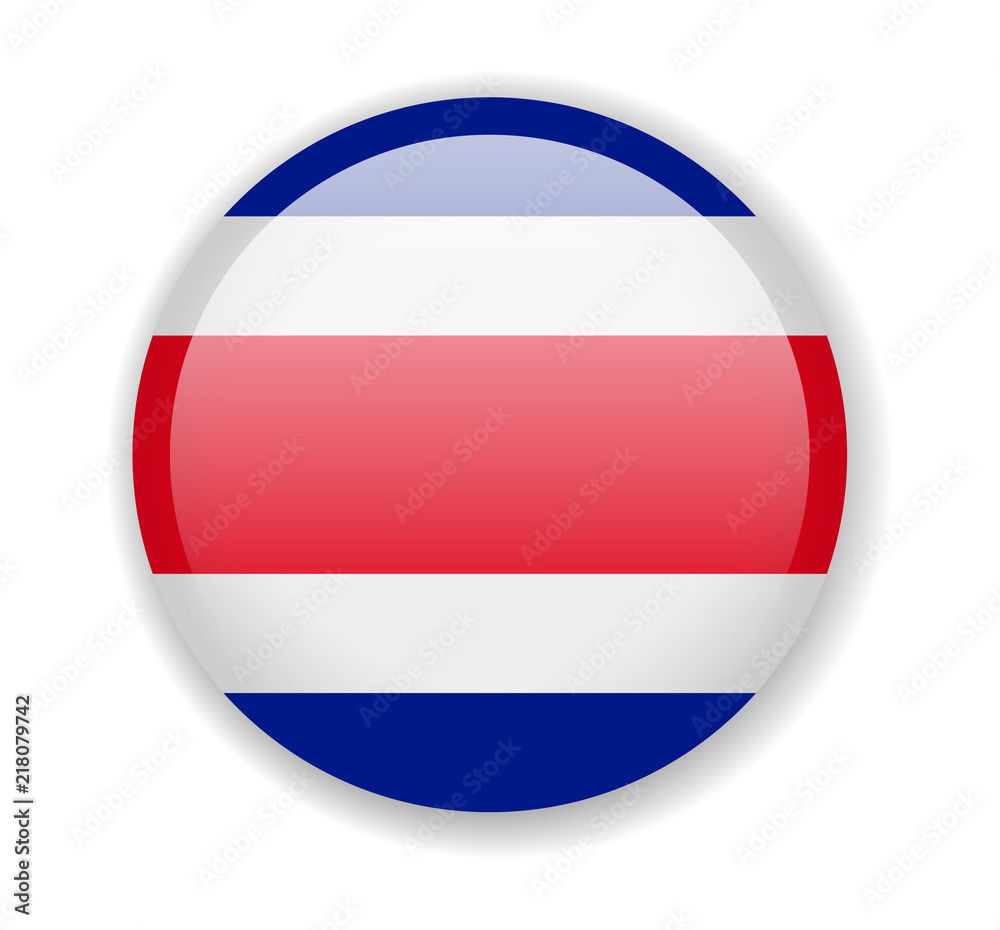 Costa Rica flag. Round bright Icon on a white background