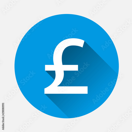 Vector image of a pound sign on blue background. Flat image pound icon with long shadow. Layers grouped for easy editing illustration. For your design.