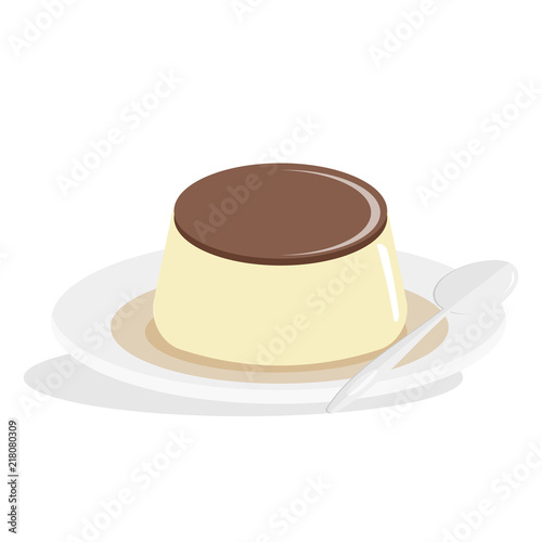 Delicious sweet dessert in cute girlish style pudding