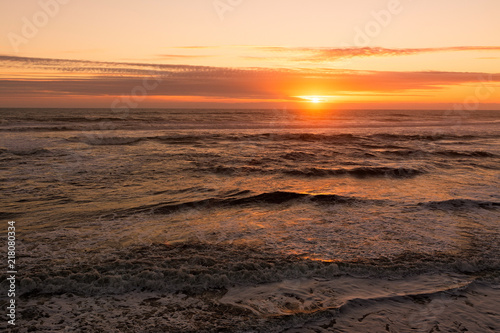 Beautiful sunset on the Chilean coasts of the ninth region, Porma sector.