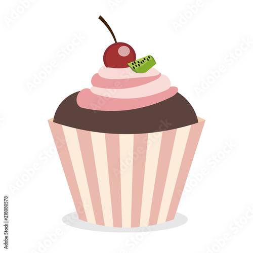 Delicious sweet dessert in cute girlish style cupcake