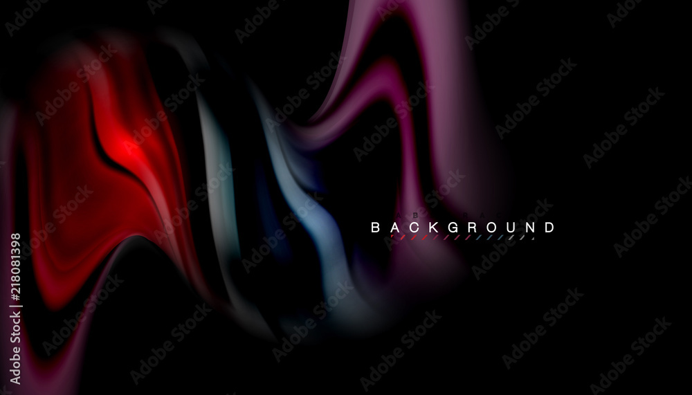 Fluid colors abstract background, twisted liquid design on black, colorful marble or plastic wave texture backdrop, multicolored template for business or technology presentation or web brochure cover Fluid colors abstract background, twisted liquid design on black, colorful marble or plastic wave texture backdrop, multicolored template for business or technology presentation or web brochure cover