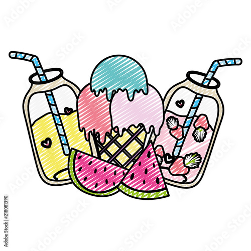 doodle watermelons with smoothies beverages and ice cream