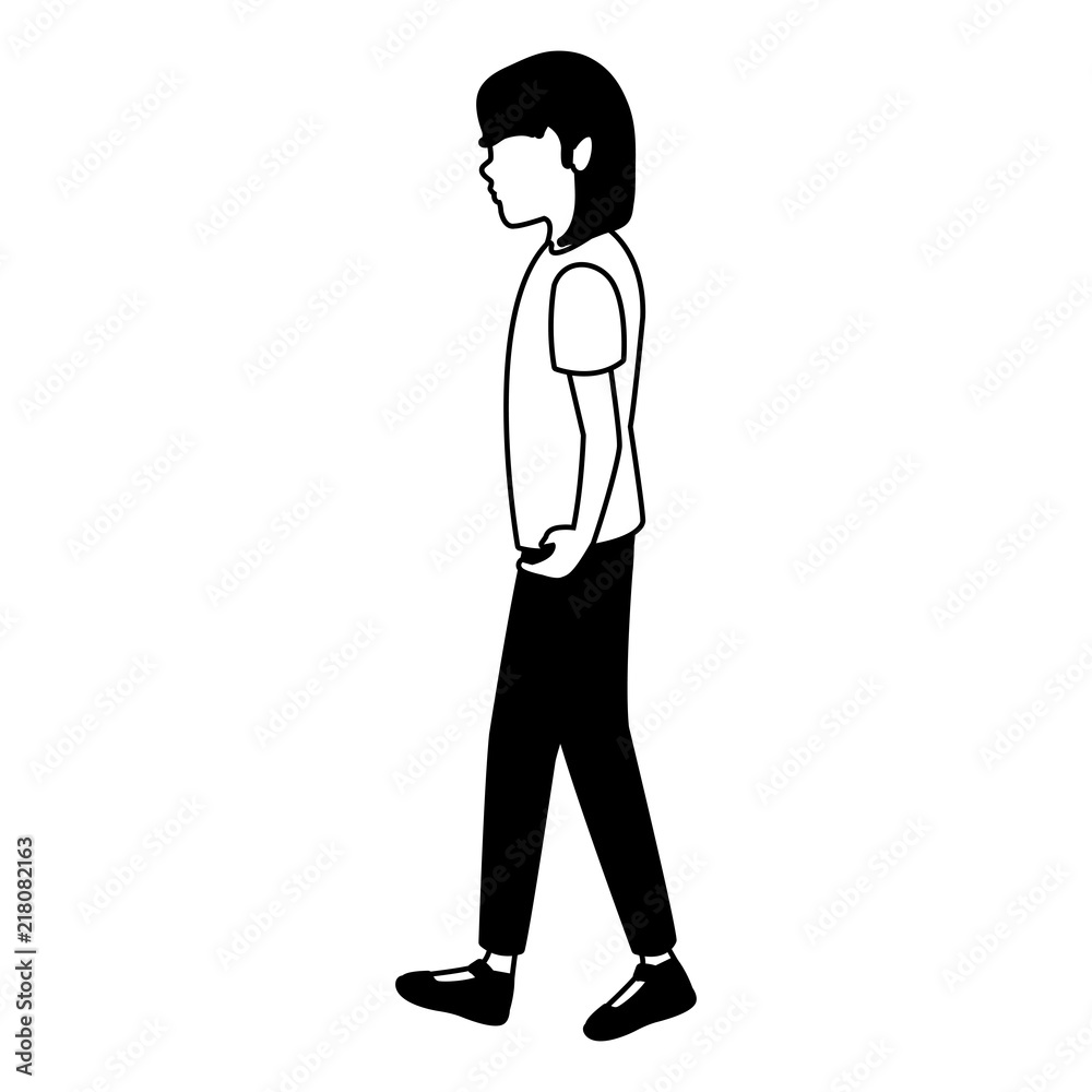 Young woman walking vector illustration graphic design Young woman walking vector illustration graphic design