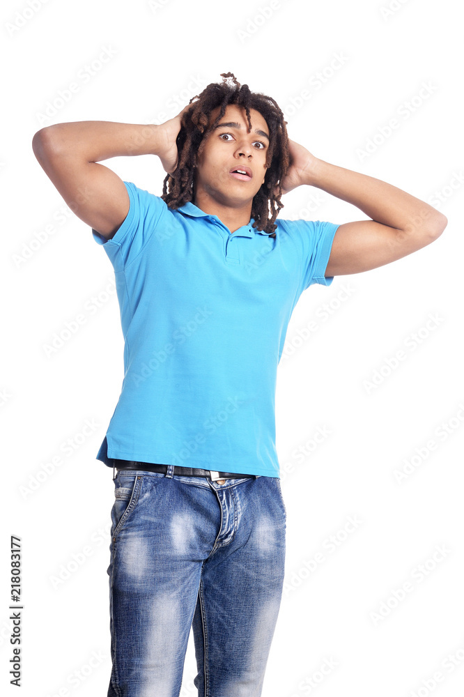 Portrait of a handsome young man pointing Portrait of a handsome young man pointing