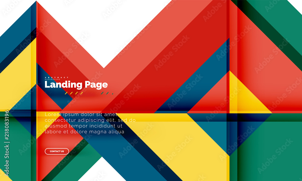 Square shape geometric abstract background, landing page web design template