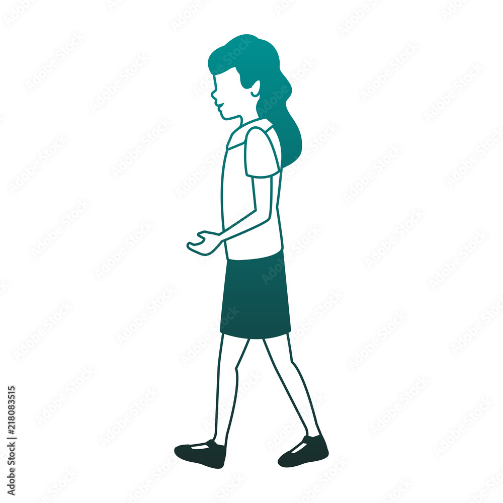 Young woman walking vector illustration graphic design Young woman walking vector illustration graphic design