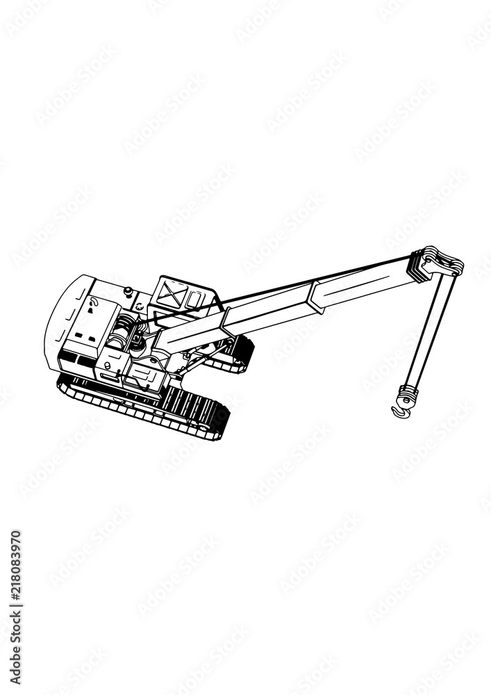 sketch of cargo crane vector