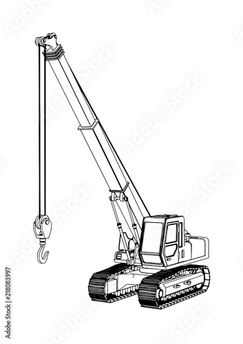 sketch of cargo crane vector