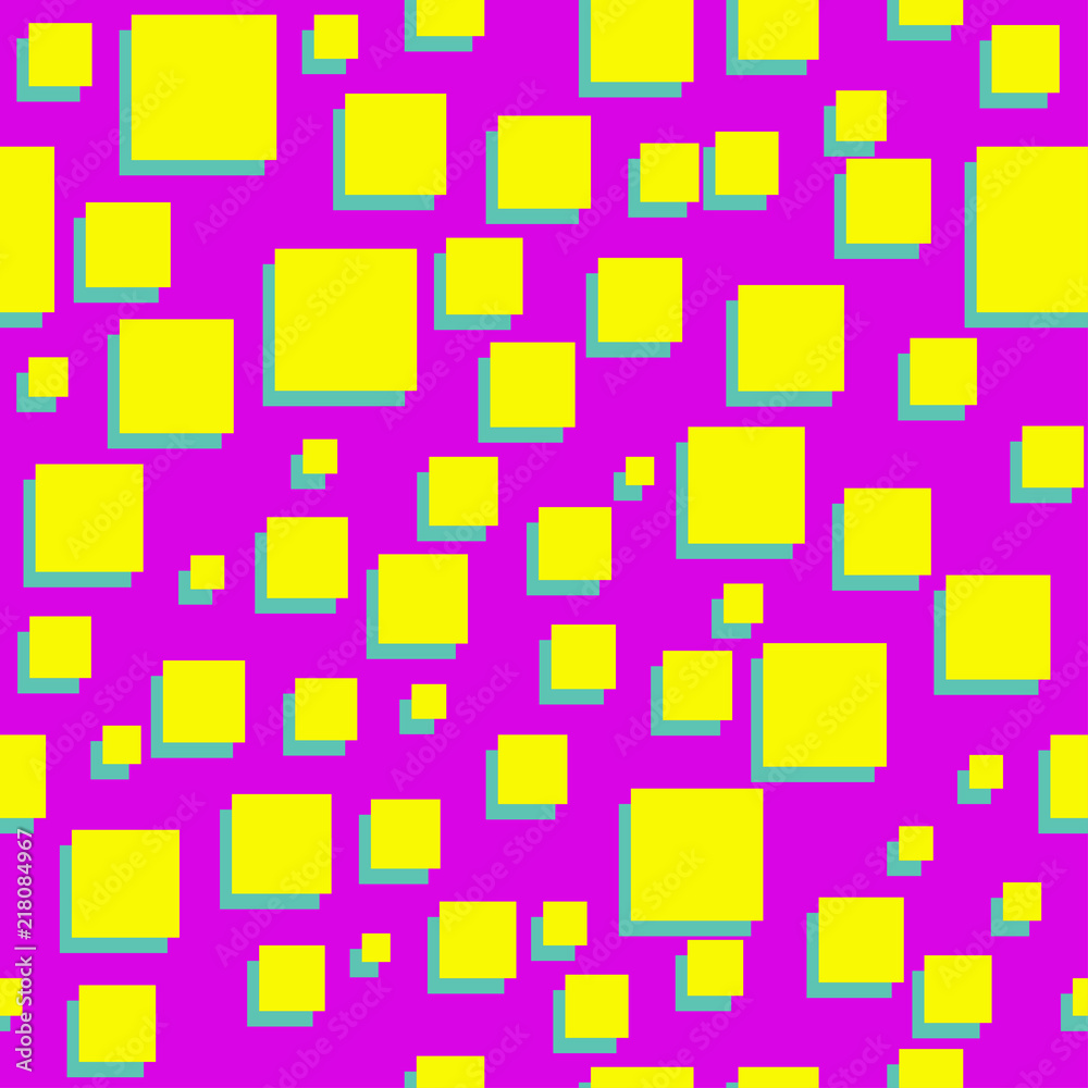 Squares abstract 80s seamless vector pink pattern for wrapping, craft, textile, fabric Squares abstract 80s seamless vector pink pattern for wrapping, craft, textile, fabric
