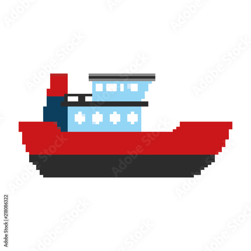 pixelated ship delivery sea transport
