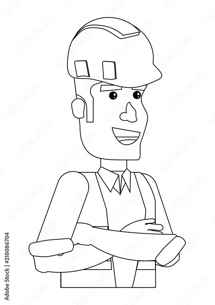 construction man with safety helmet and vest over white background, vector illustration construction man with safety helmet and vest over white background, vector illustration