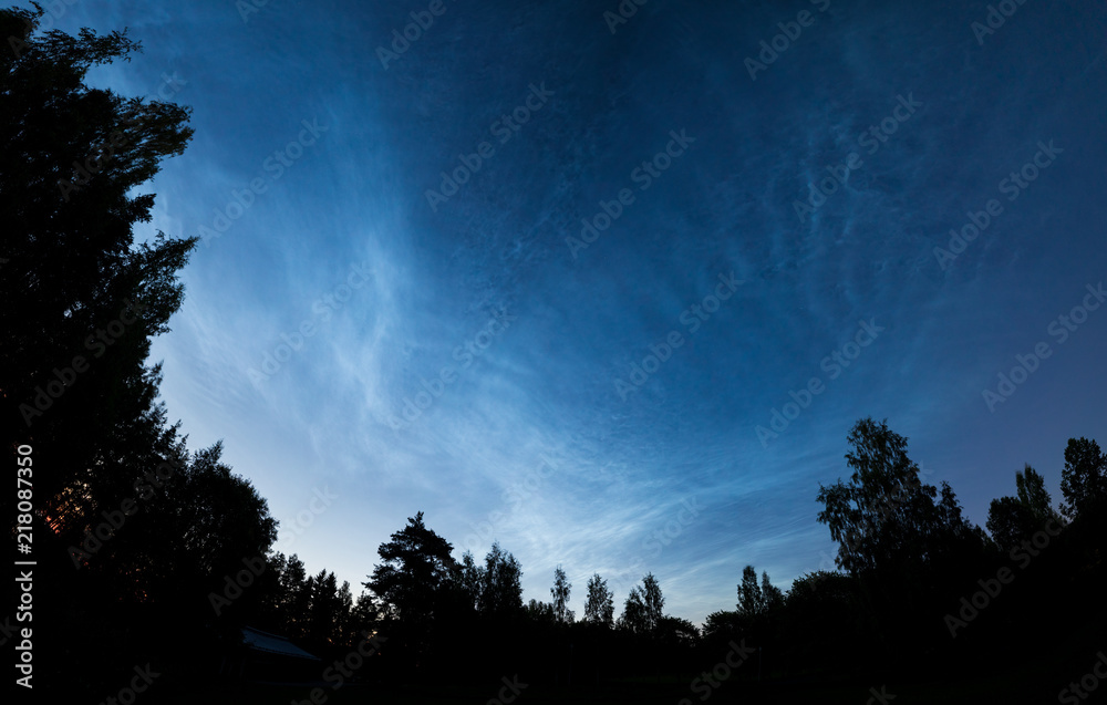 Fototapeta premium Beautiful night shining clouds panorama