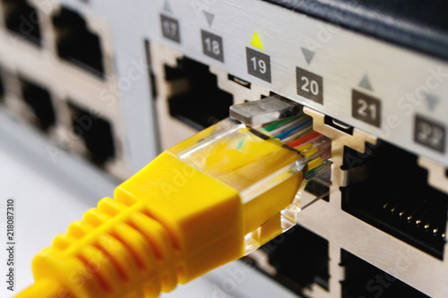 24 port switch in which the yellow cable is inserted, 19 port is working