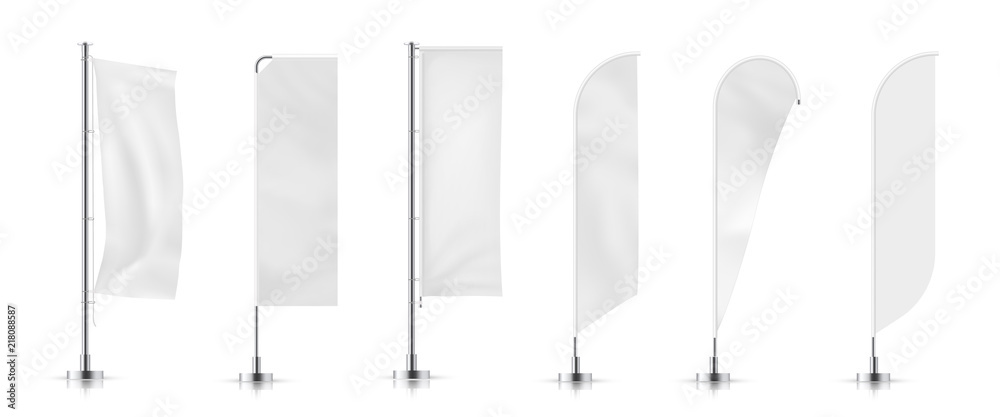 Vector set of different types banner flag - obrazy, fototapety, plakaty 