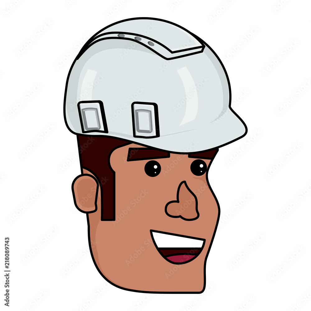 cartoon man with safety helmet over white background, vector illustration  Stock Vector | Adobe Stock
