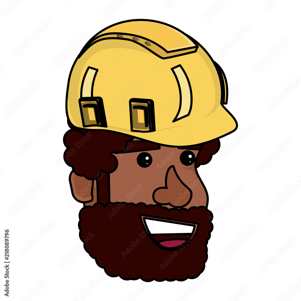 builder man with beard and construction helmet over white background, vector illustration builder man with beard and construction helmet over white background, vector illustration