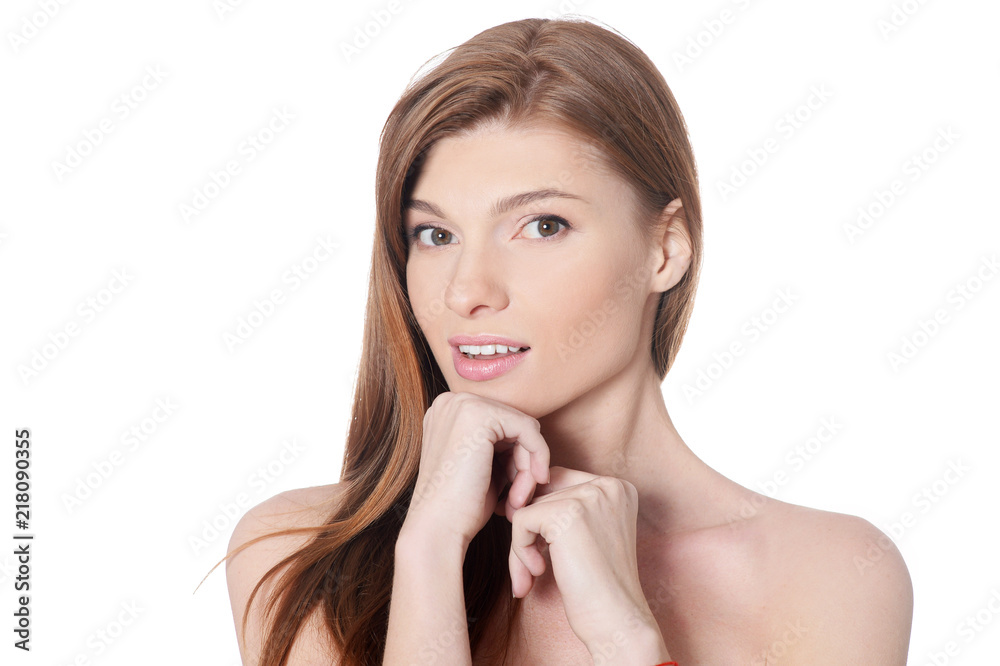 Close up portrait of beautiful young woman with perfect skin iso Close up portrait of beautiful young woman with perfect skin iso