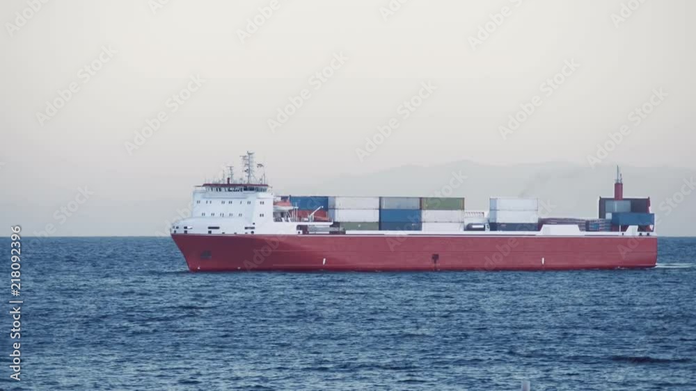 cargo transportation on a cargo ship with sea containers cargo transportation on a cargo ship with sea containers