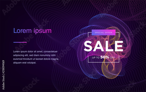 Landing Page. Mock up website. Home Page. Web banner templates. Social media, business app, seo and marketing. Autumn Sale. Big Sale. Neon sign style. Vector illustration