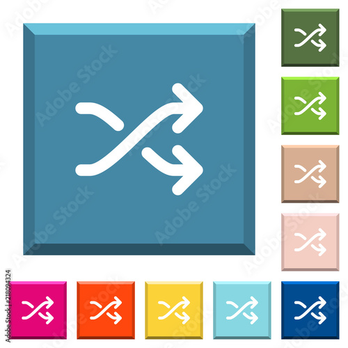 Media shuffle white icons on edged square buttons