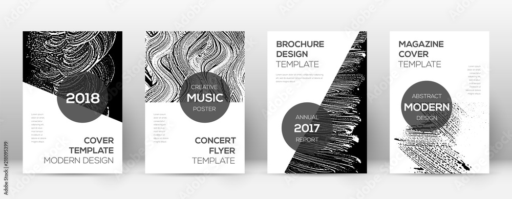 Cover page design template. Modern brochure layout. Comely trendy abstract cover page. Black and whi