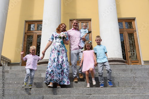 happy caucasian family in park © serge