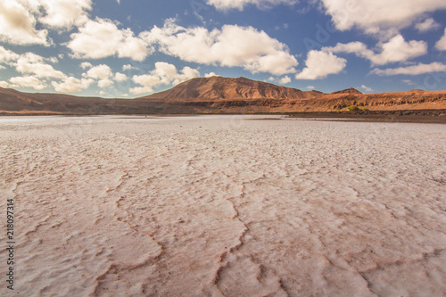 White salt ground at Sal (salt) island in Cape Vert.