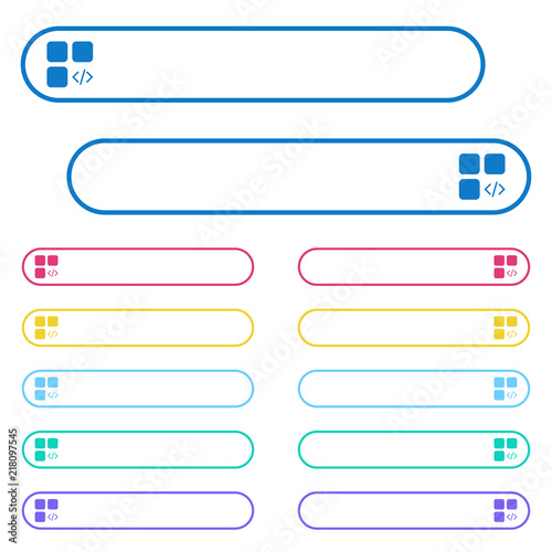 Component programming icons in rounded color menu buttons