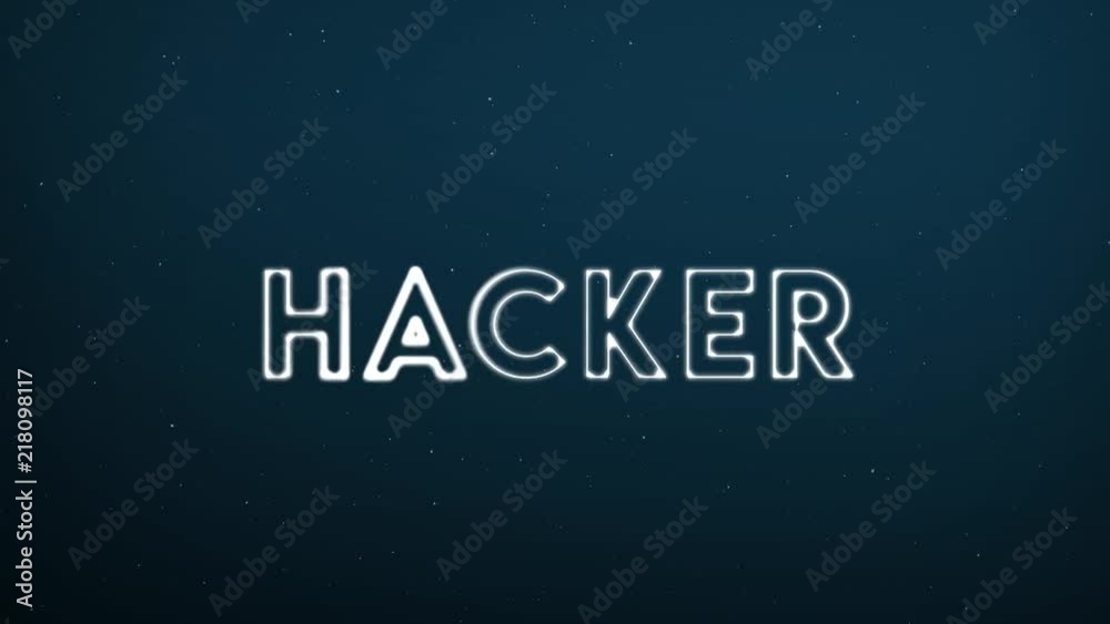 Abstract moving connection structure background with text HACKER Abstract moving connection structure background with text HACKER