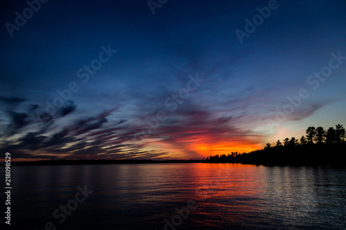 Sunset against cirrus clouds on Lake Rosseau. photo